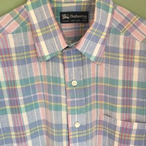 Burberry’s plaid short sleeve shirt.